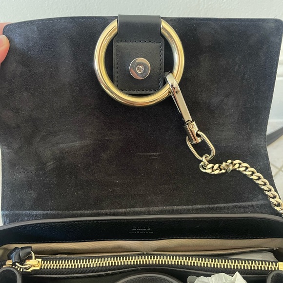 Chloe Faye Day Shoulder Bag Black with Gold Detail - Picture 5 of 13